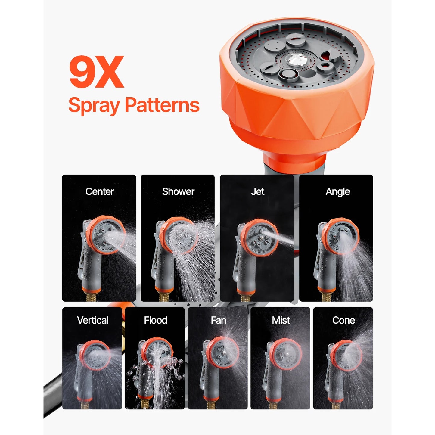 SucceBuy Retractable Garden Hose Reel Wall Mounted With 9-Pattern Nozzle
