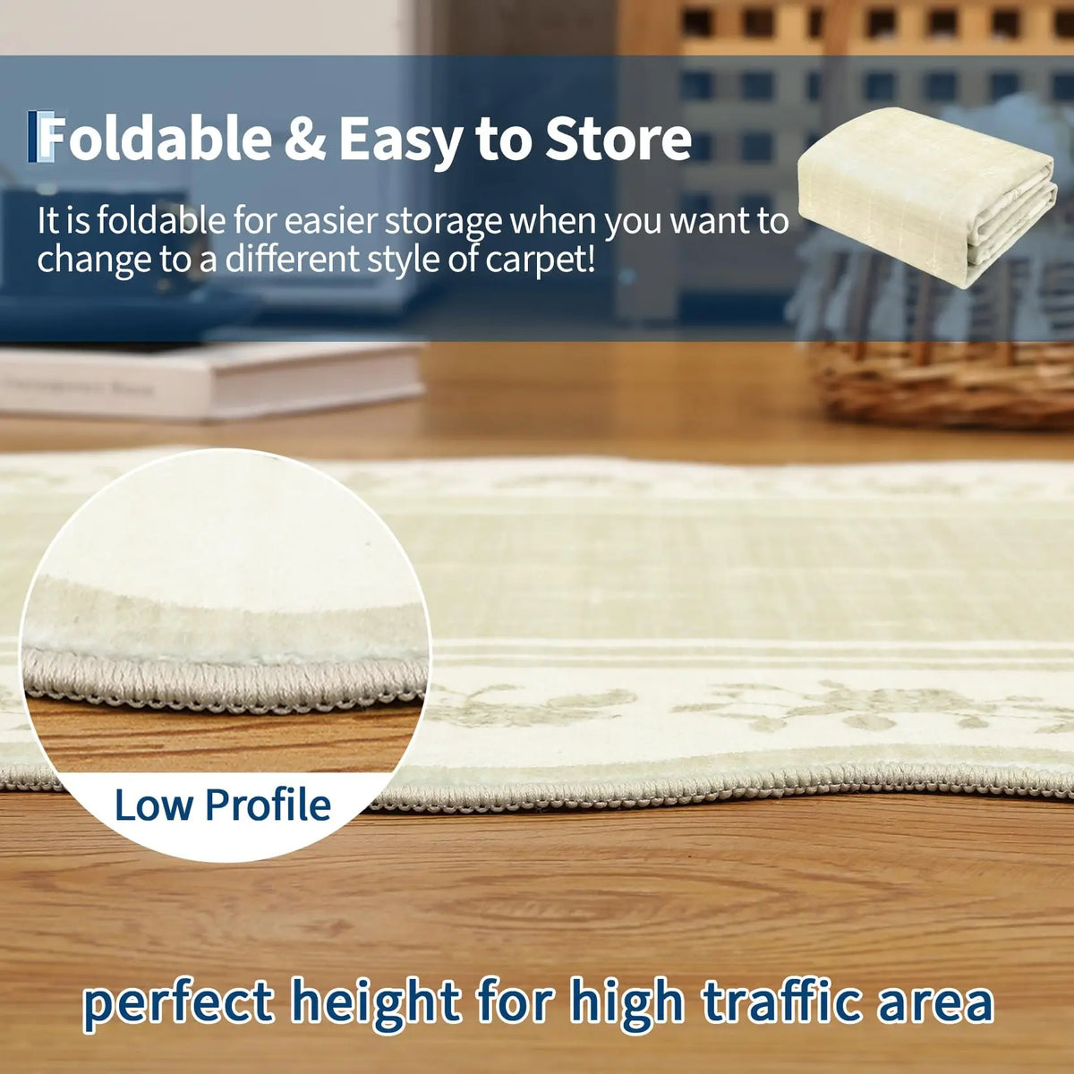 Foldable Stain Resistant Polyester Area Rug For Modern Spaces