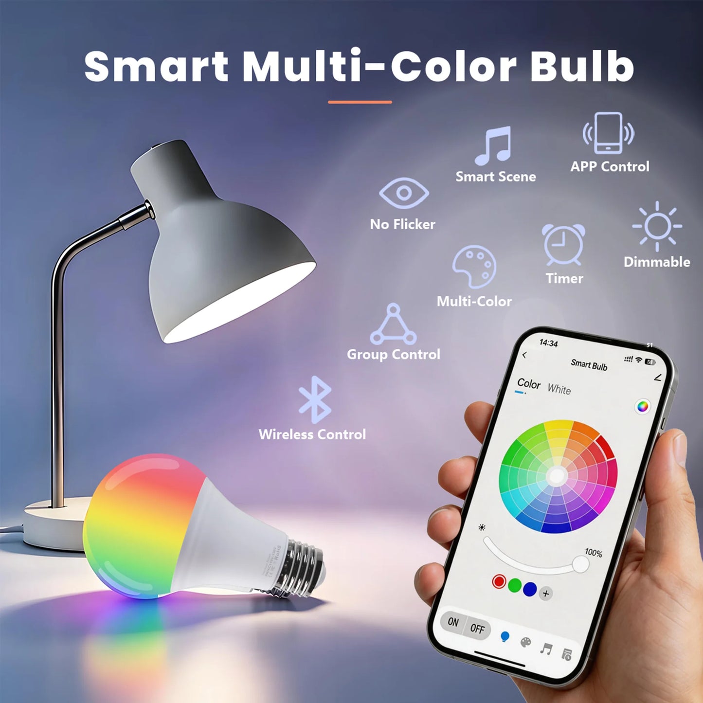 Smeileas RGBCW Smart LED Bulbs With Music Sync App Control