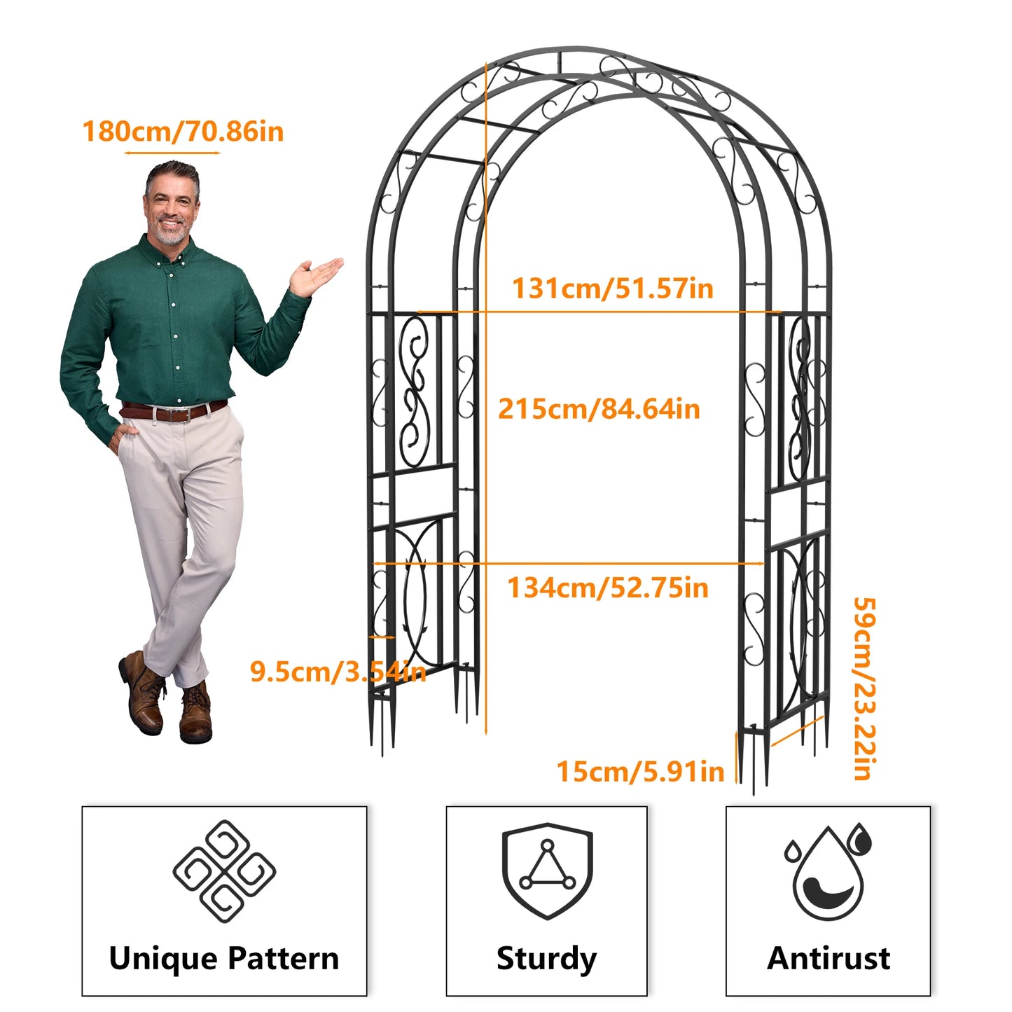 Heavy Duty Iron Garden Arbor Trellis Frame For Climbing Plants