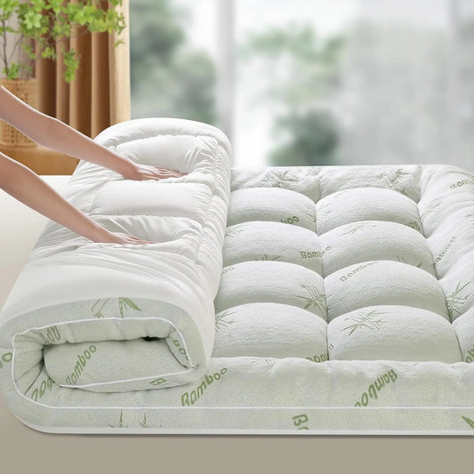 Ultra Soft Bamboo Mattress Topper With Cooling Deep Pockets