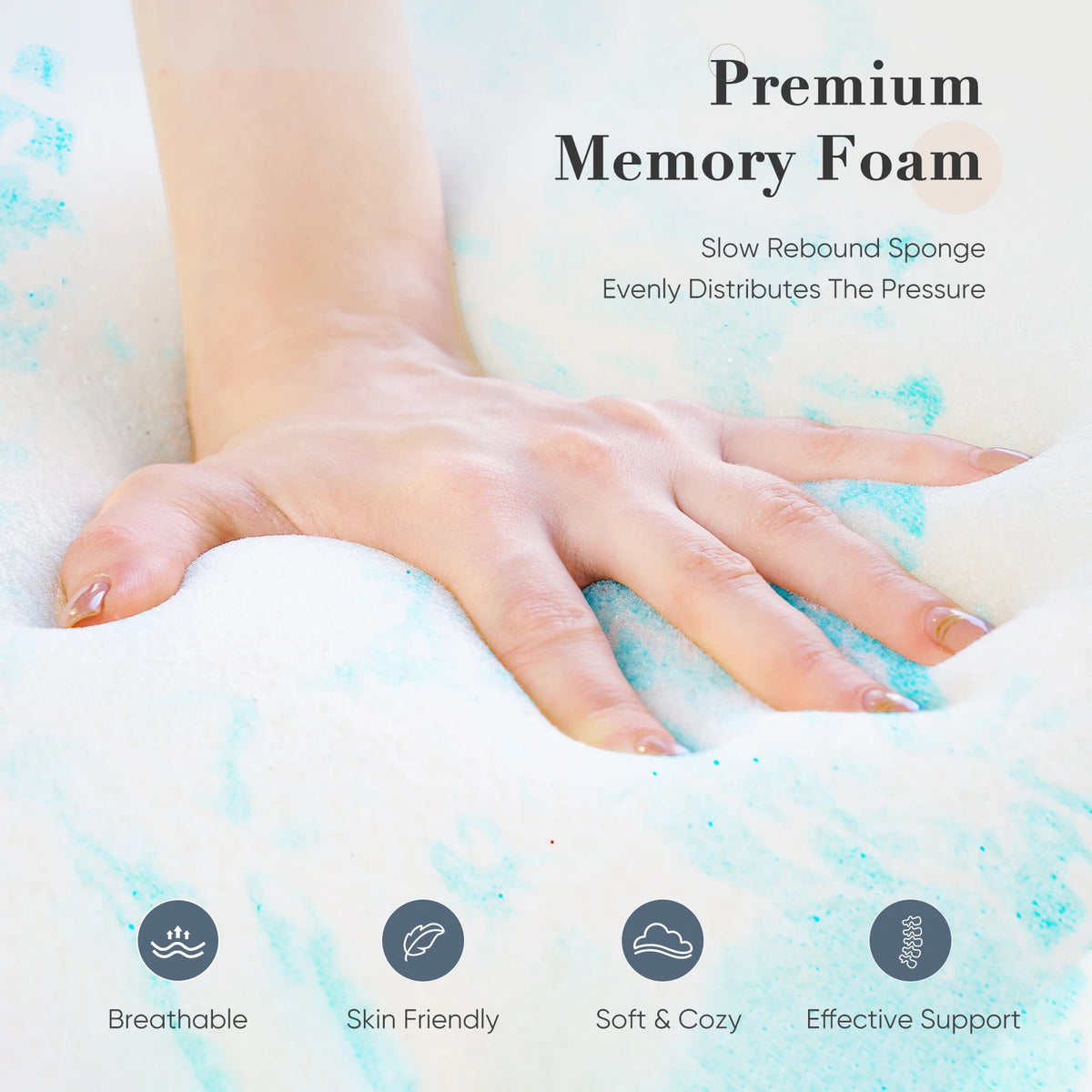 JHK Gel Memory Foam Mattress Topper Cooling Comfort Bed