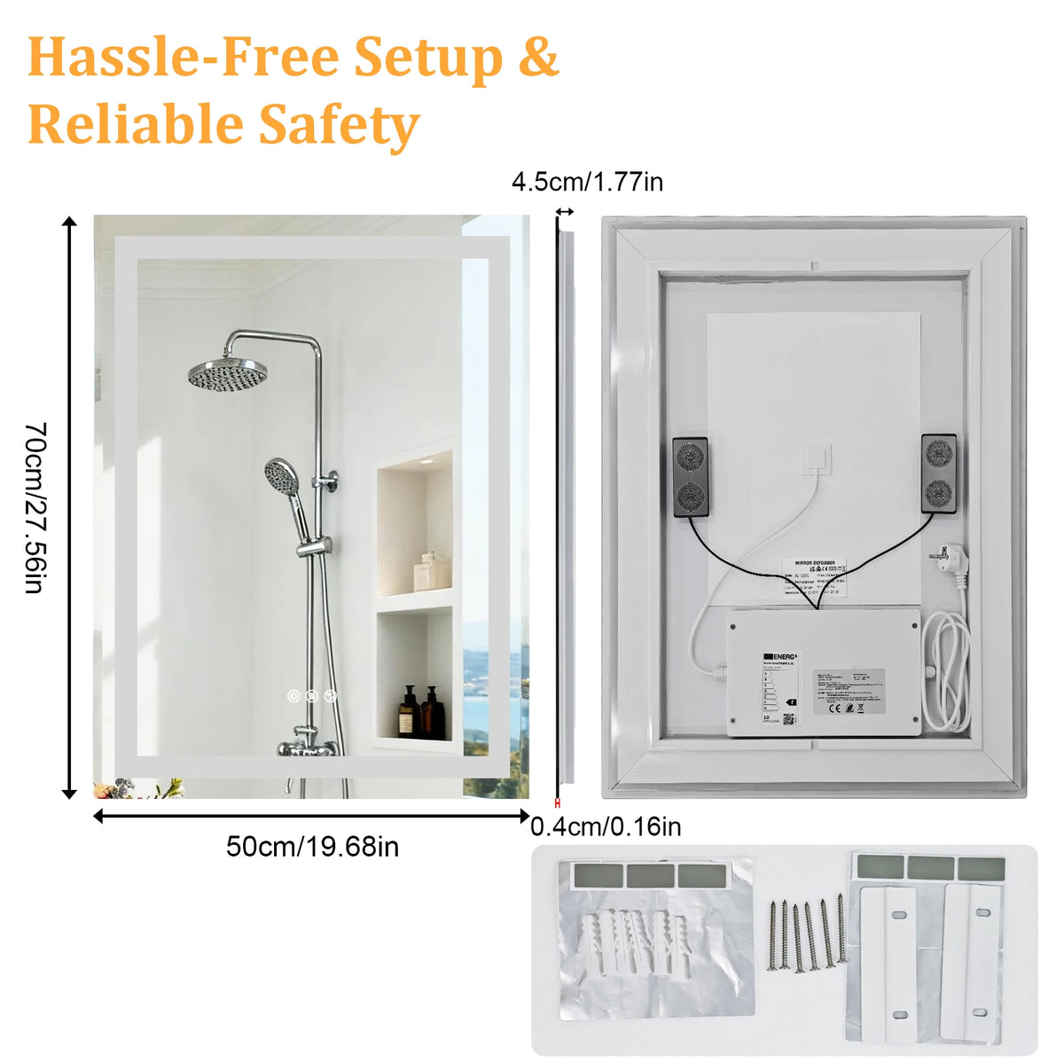 Borwart Smart Led Bathroom Mirror Antifog Tempered Glass Dual Speaker