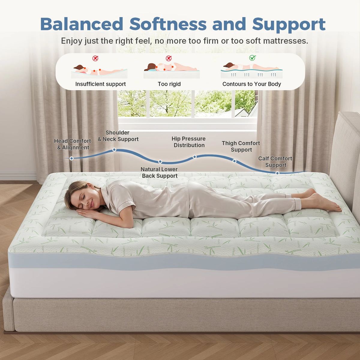 MCQ Gel Memory Foam Mattress Topper Soft Pillow Top Cover