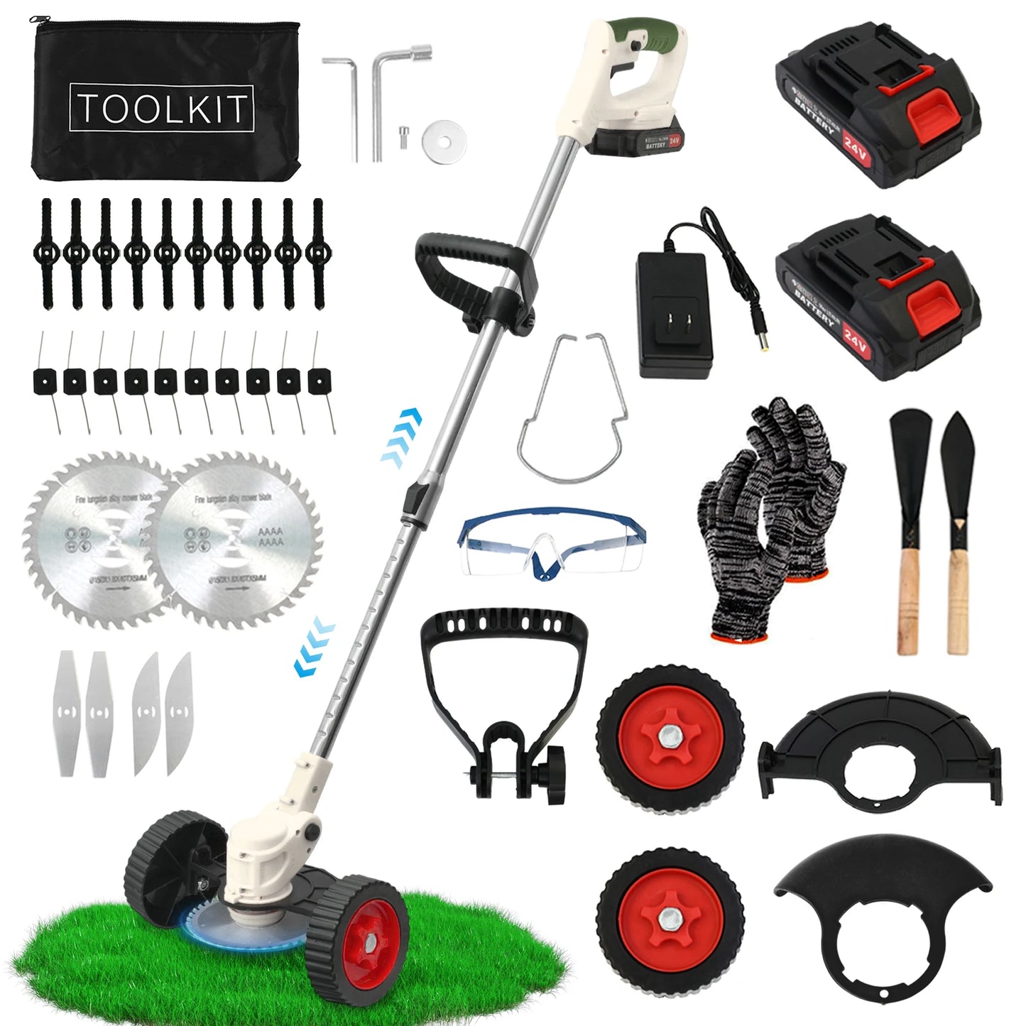 21V Cordless Grass Trimmer 3-In-1 With 2x2.0Ah Batteries Charger