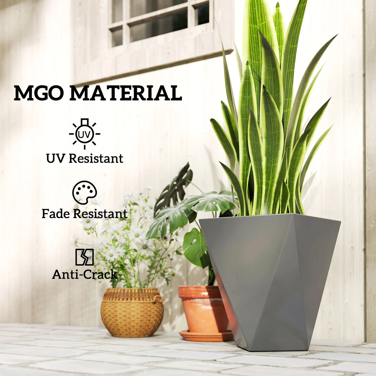 Stackable Outdoor Planters With Drainage Holes For Home Garden Decor