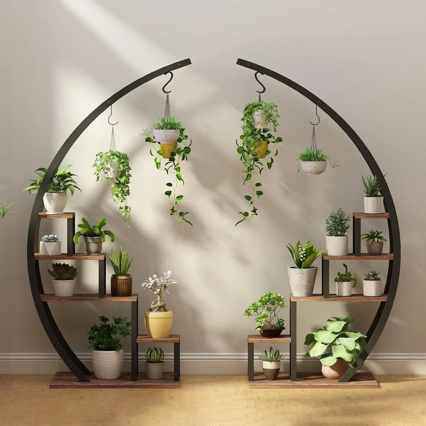 TWISTER.CK 5-Tier Half Moon Metal Plant Stand Indoor Garden Shelf