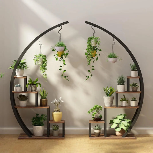 TWISTER.CK 5-Tier Half Moon Metal Plant Stand Indoor Garden Shelf