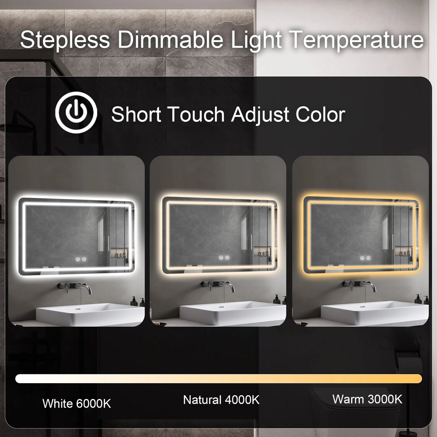 MYGIIVOVO LED Bathroom Mirror With Demister And Backlit Lights