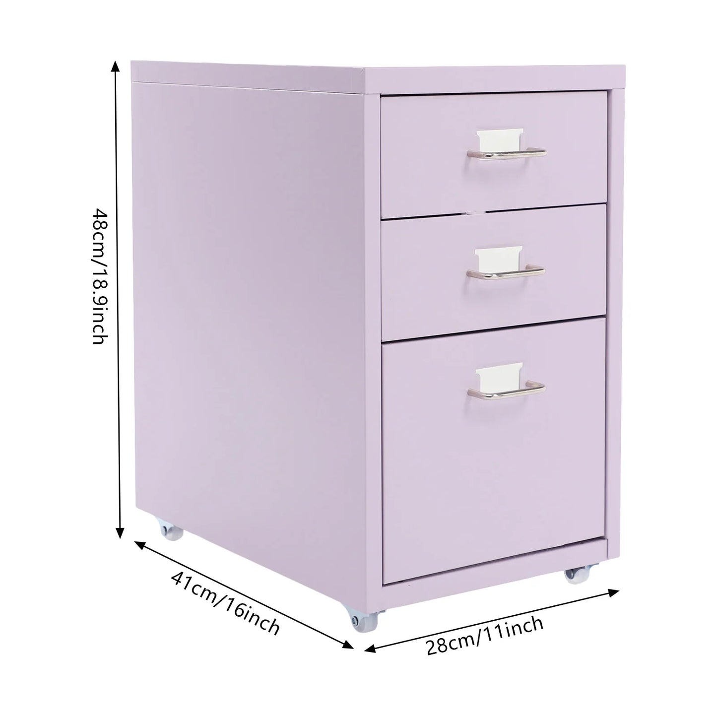 Bymaocar 3 Tier Vertical Metal File Cabinet With Lock Mobile