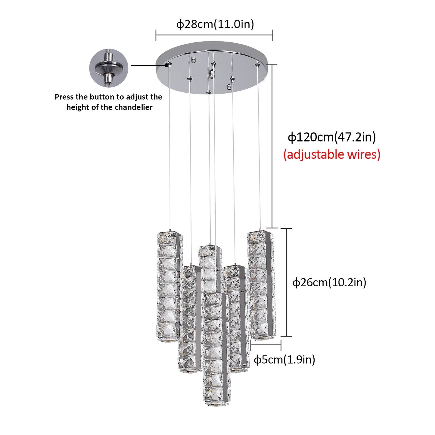 VETRULUS Nordic K9 Crystal Pendant Ceiling Light Fixture
