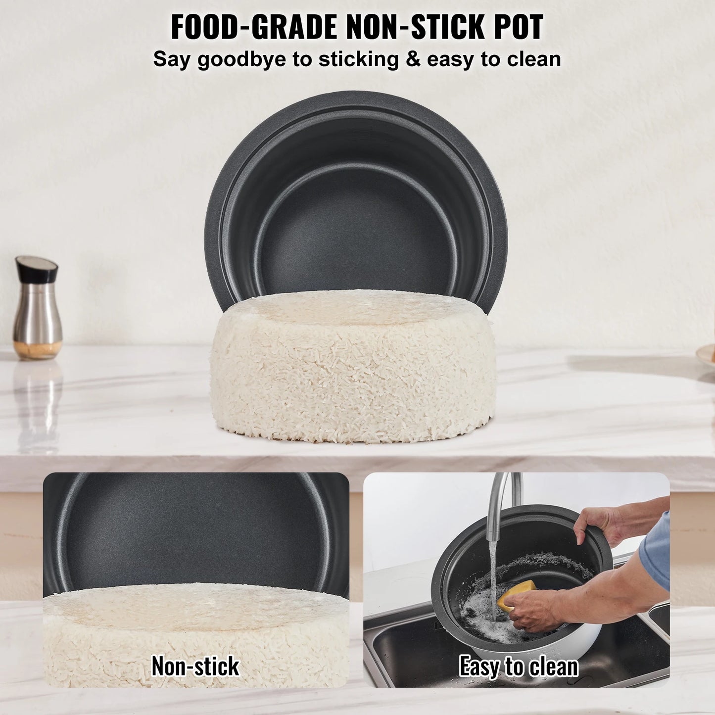 VEVOR Commercial Rice Cooker With Aluminum Nonstick Pot Keep Warm