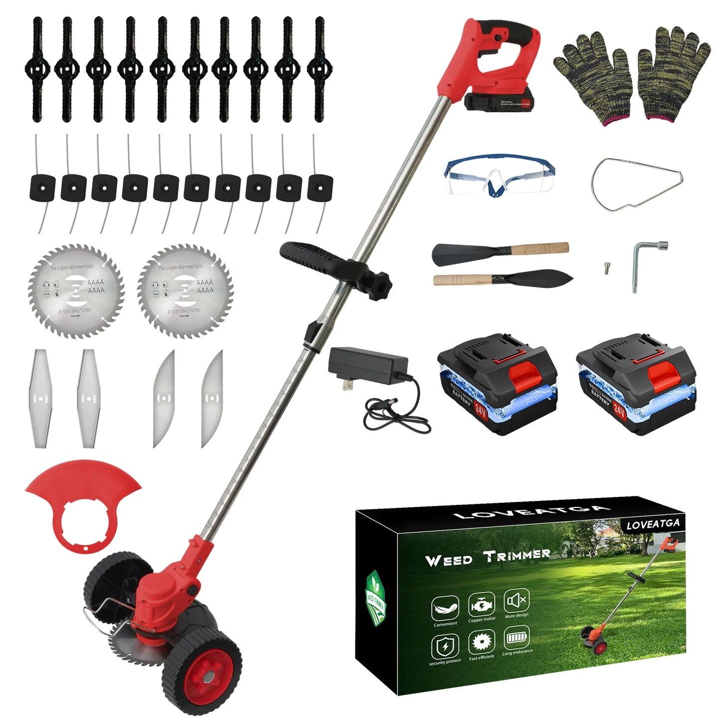 21V Cordless Lawn Mower 3 In 1 Trimmer Foldable Handle