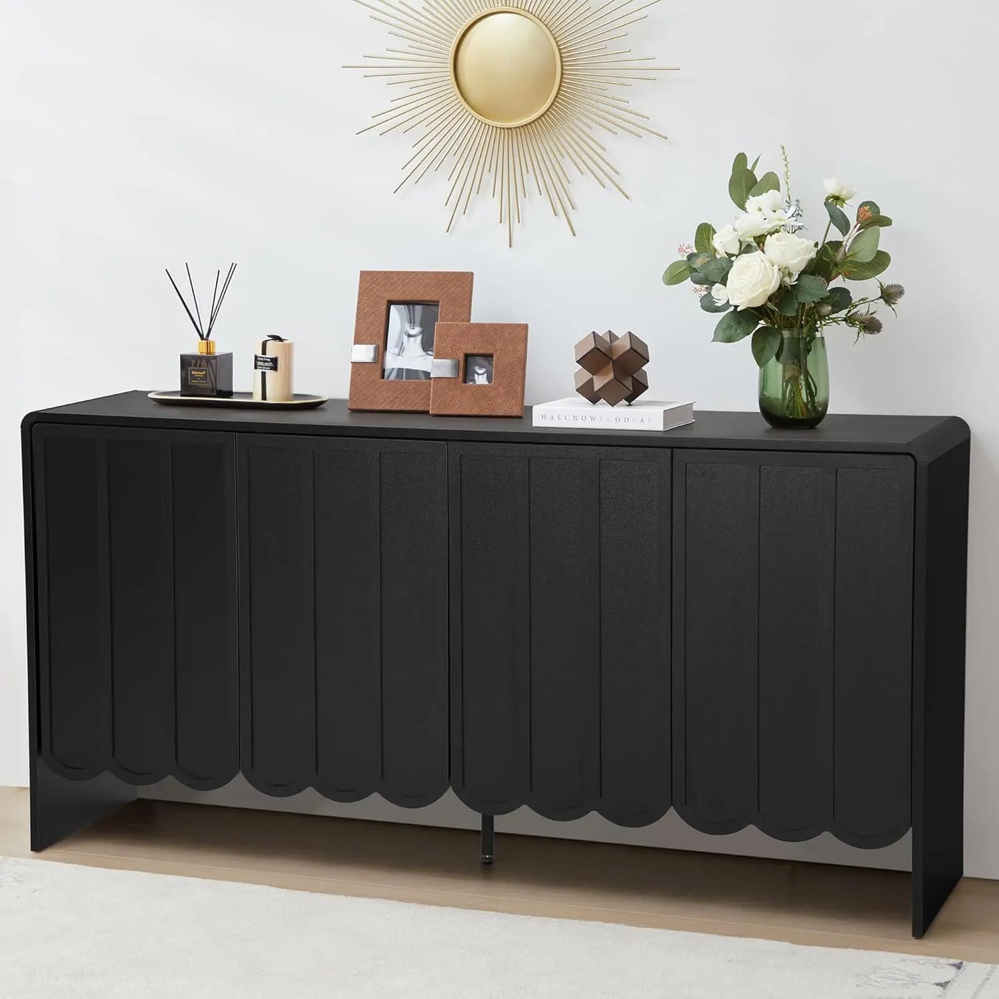 Sideboard Buffet Cabinet With Storage Modern Wooden Credenza Tv Stand