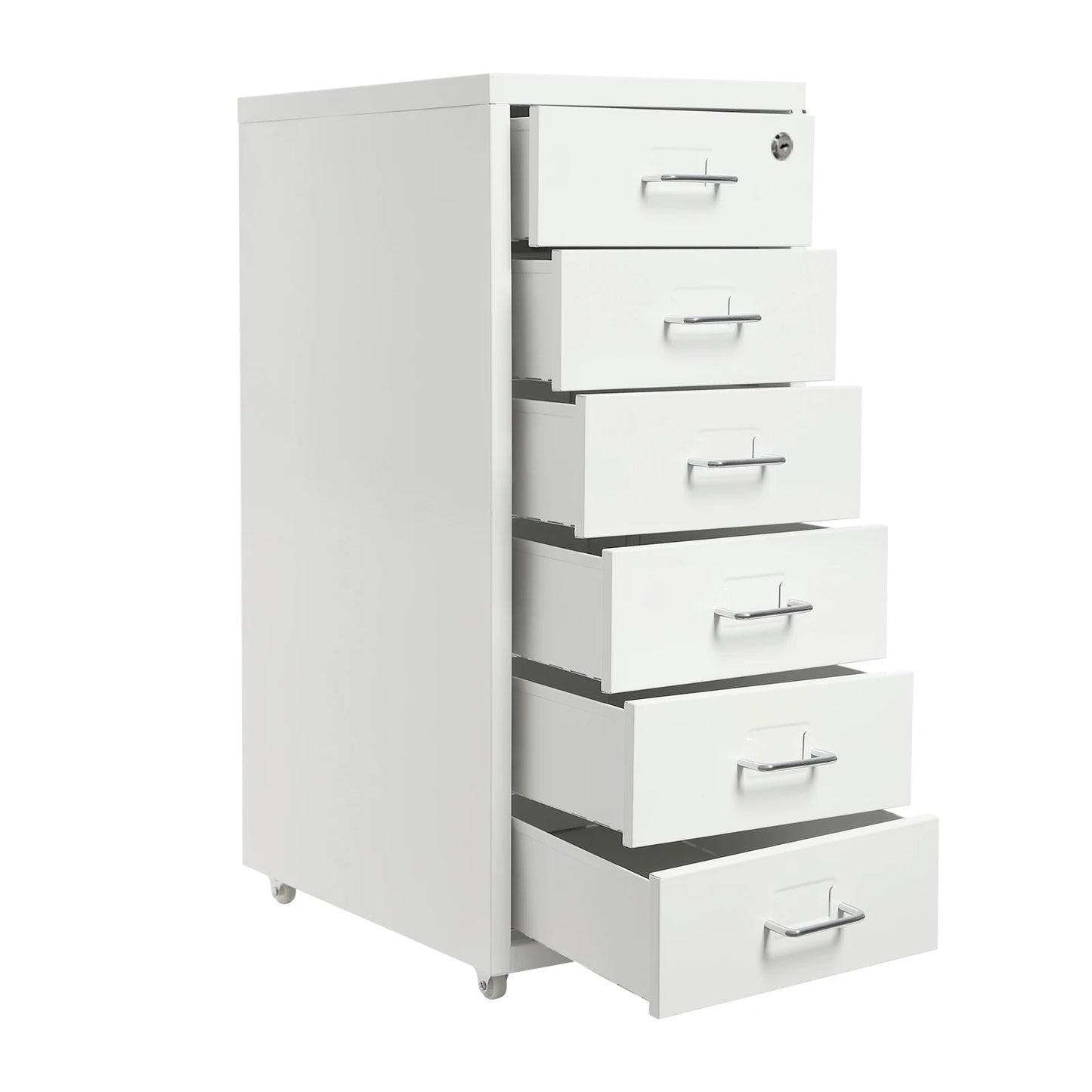 Six Drawer File Cabinet With Lock And Wheels Metal