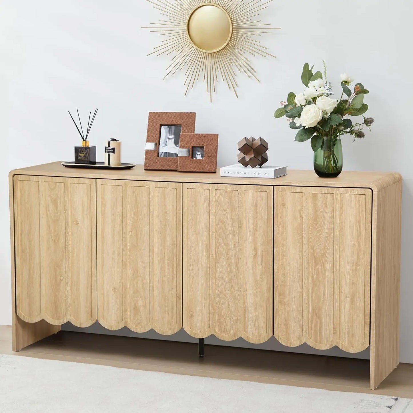 Sideboard Buffet Cabinet With Storage Modern Wooden Credenza Tv Stand