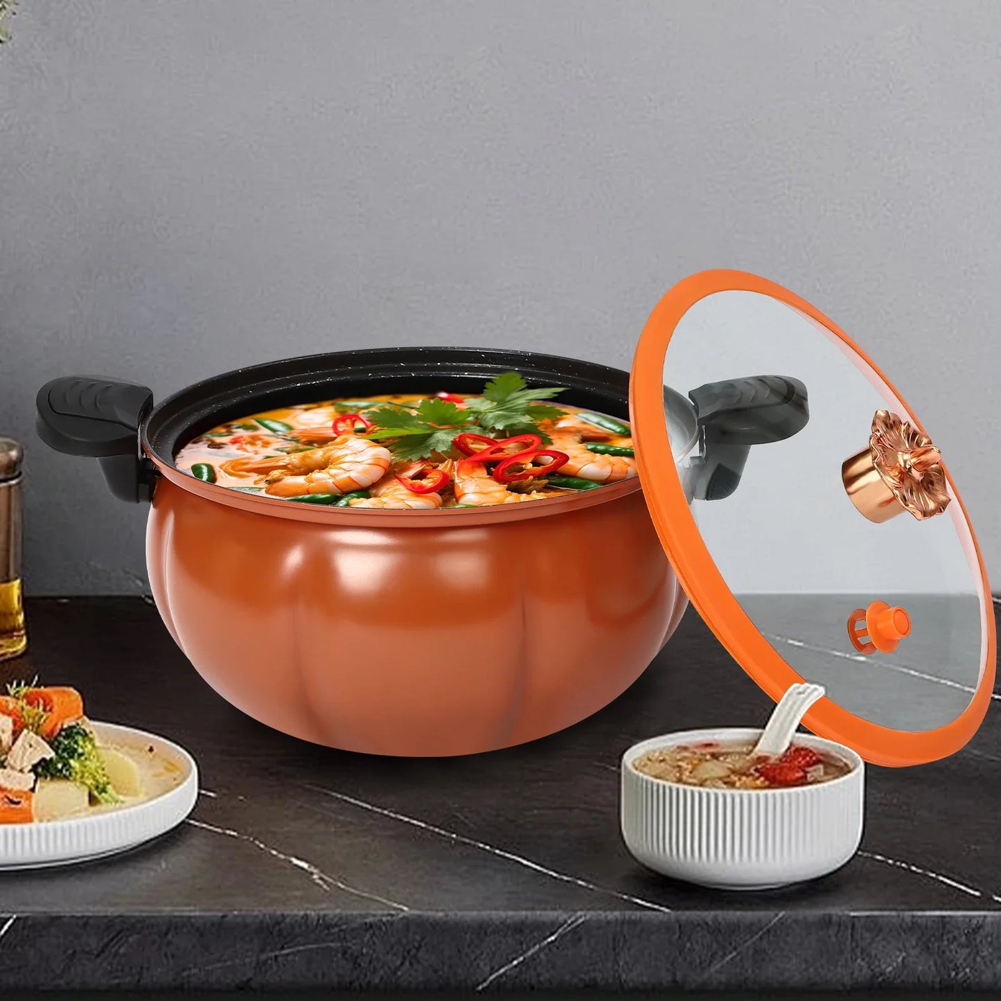 Bymaocar Pumpkin Shaped Nonstick Pressure Cooker For Home Kitchens