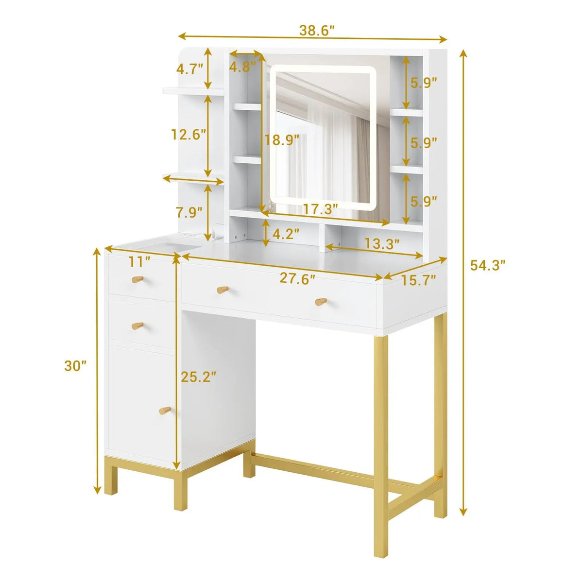 HobbyLane LED Makeup Vanity With Mirror And Storage Cabinet