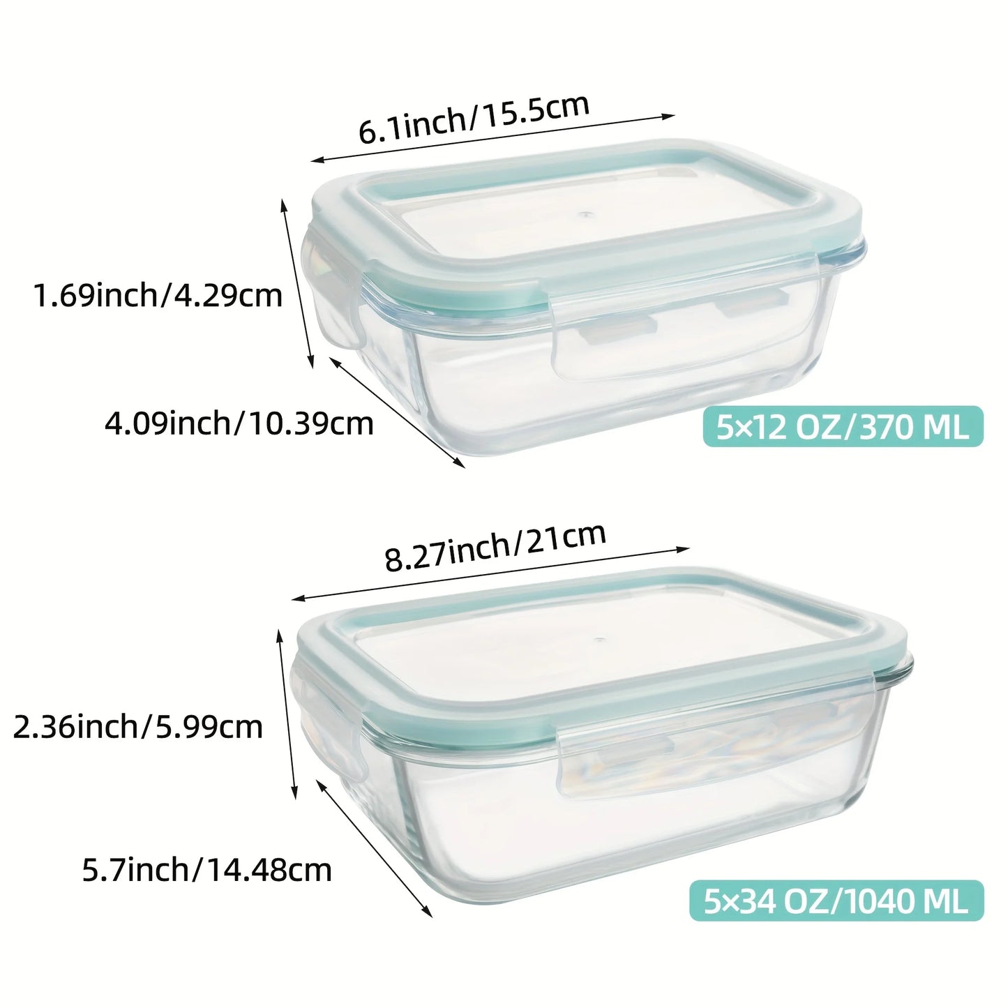 Airtight Glass Food Storage Containers 10 Piece Set