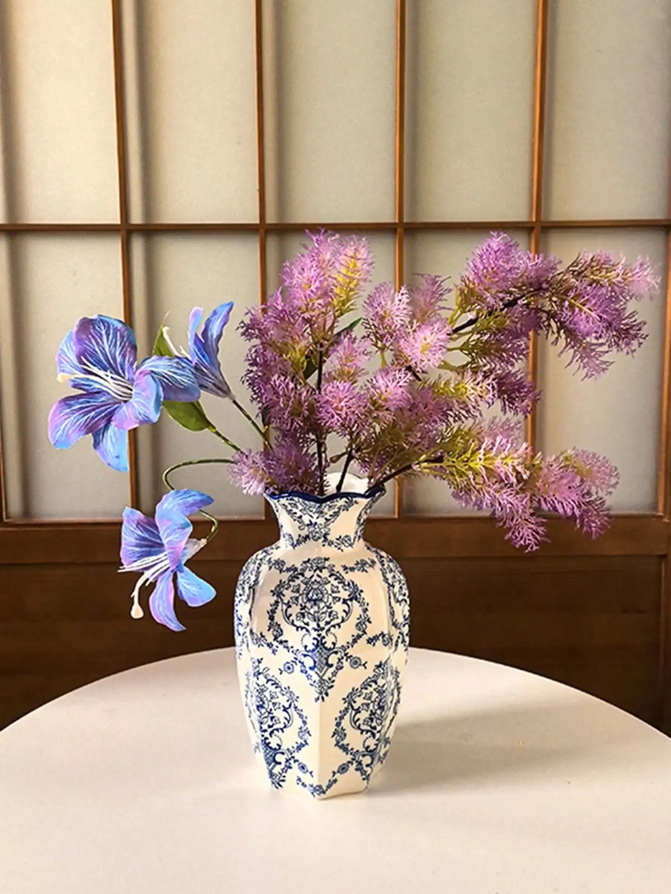 Porcelain Flower Vase, Chinese Retro Style Decor For Living Room