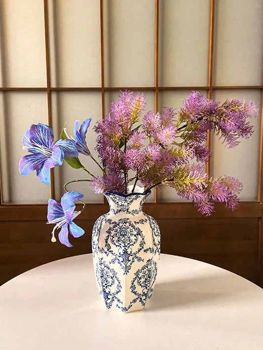 Porcelain Flower Vase, Chinese Retro Style Decor For Living Room