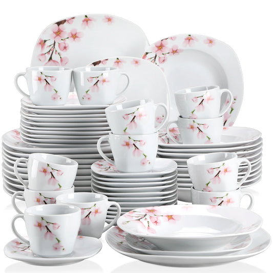 Veweet Annie Porcelain Dinnerware Set With Plates Cups Saucers