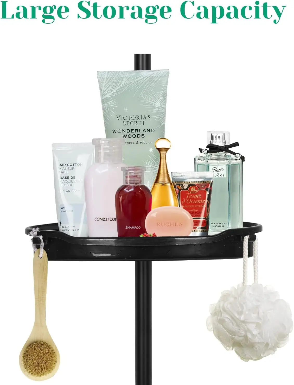 Four Tier Corner Shower Caddy Tension Pole Bathroom Storage Rack