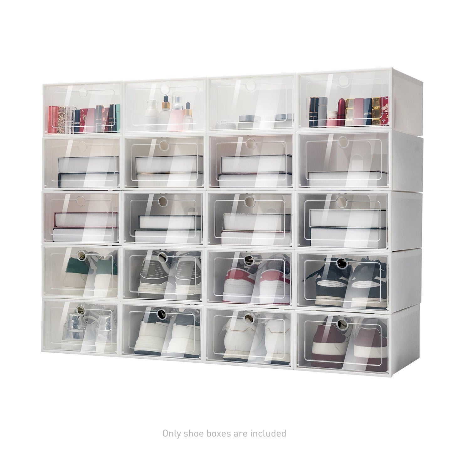 Foldable Flip Shoe Boxes Set 20/24 Pack Plastic Clear Organizer