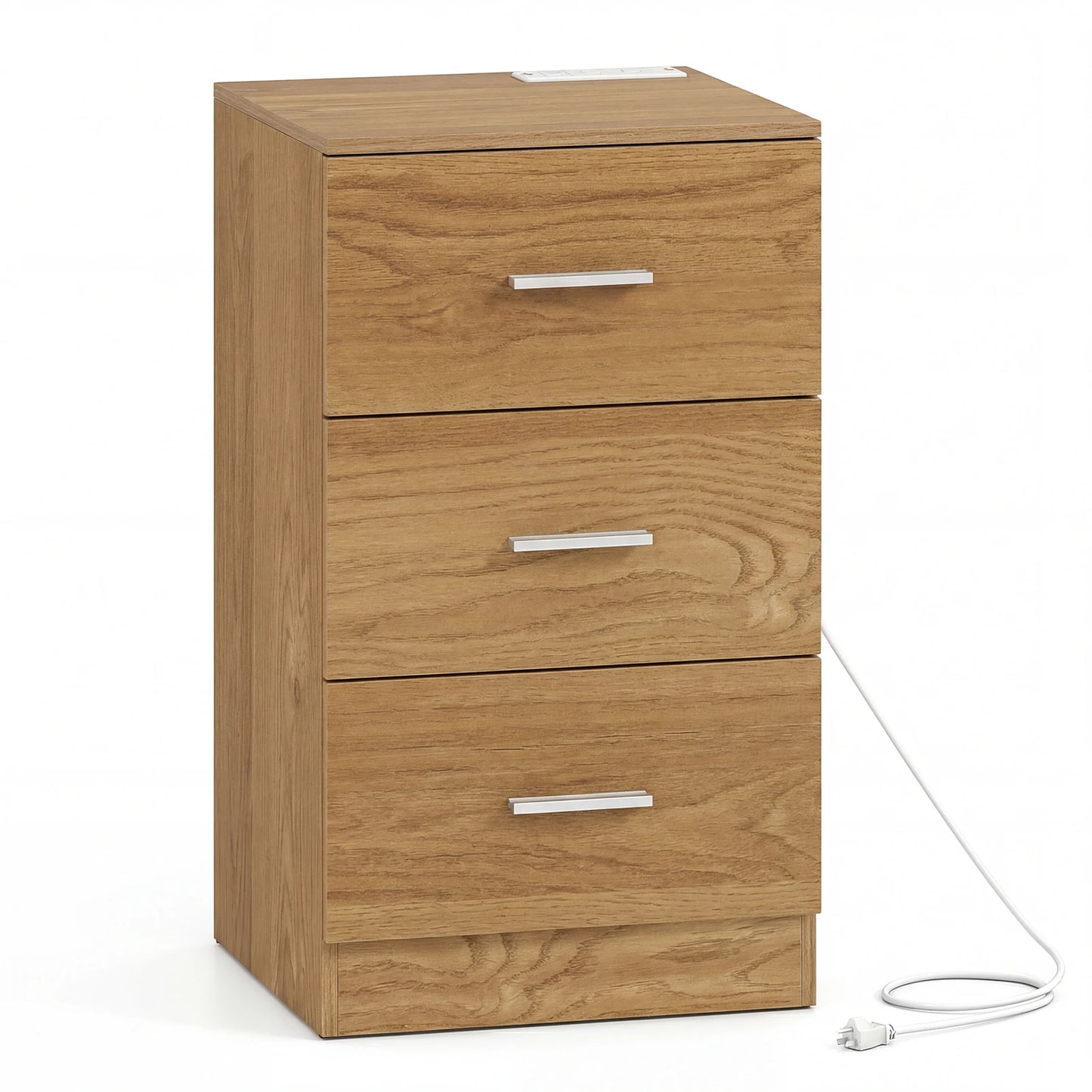 HOMASIS Nightstand with Charging Station and Three Drawers