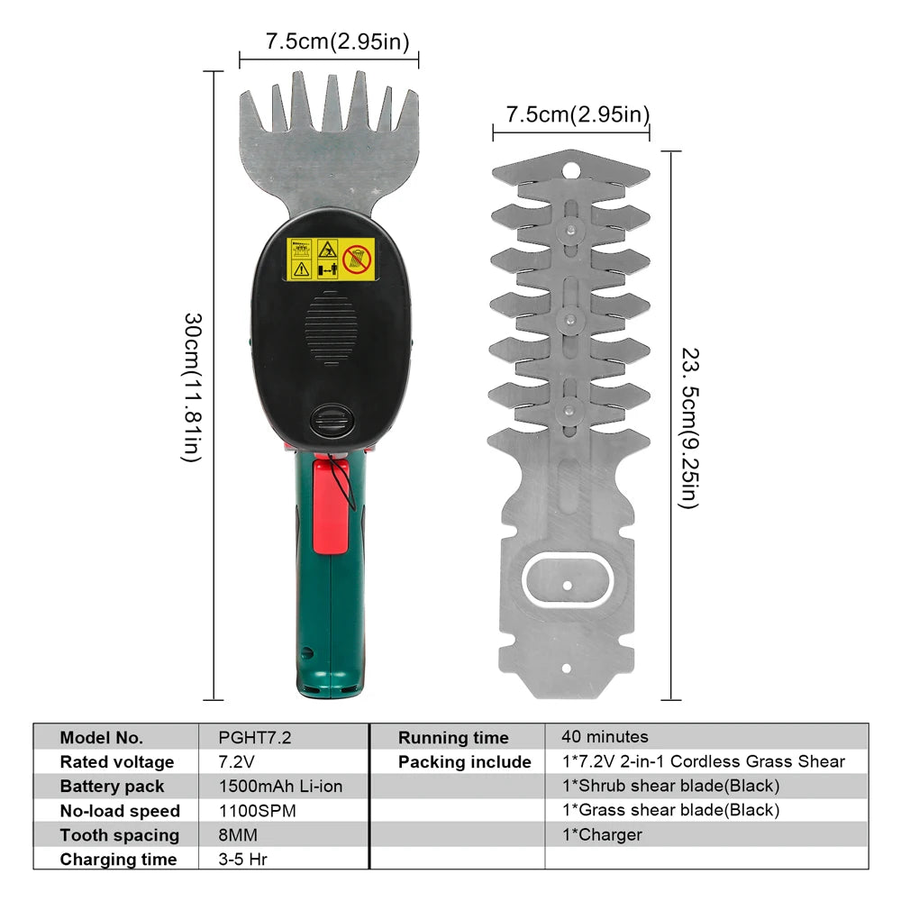 PosenPro Cordless 7.2V Pruning Shears And Hedge Trimmer Tool