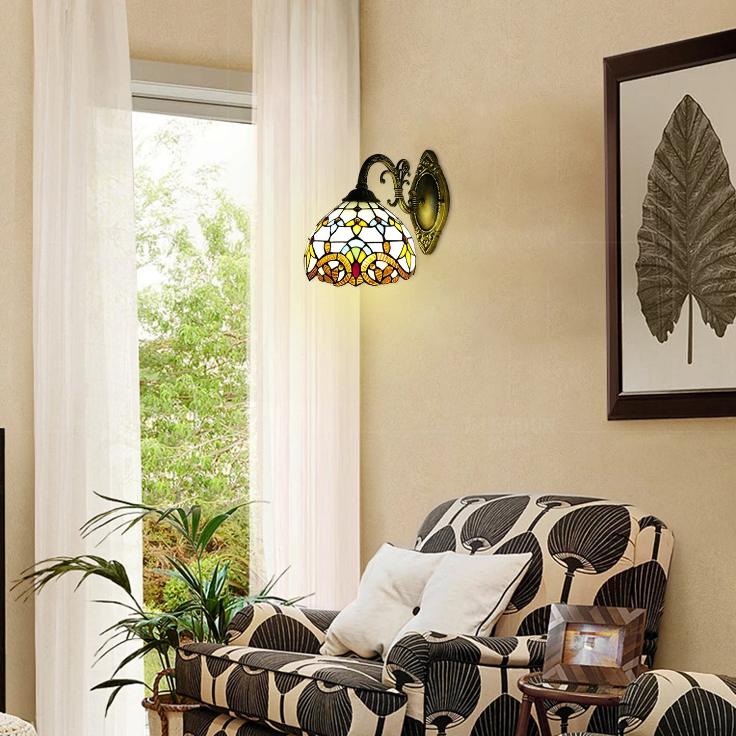 Tiffany Style Vintage Dome Wall Lamp For Living Room