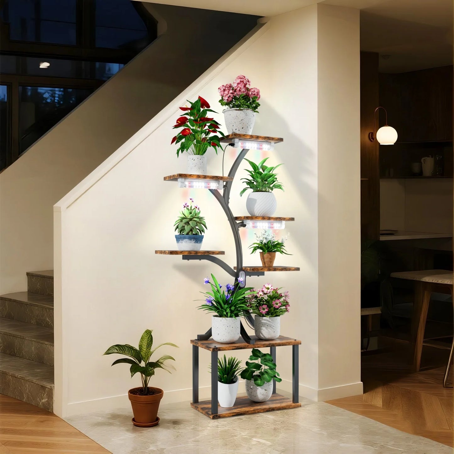 7 Tier Tree Shaped Plant Stand Metal Flower Pot Display