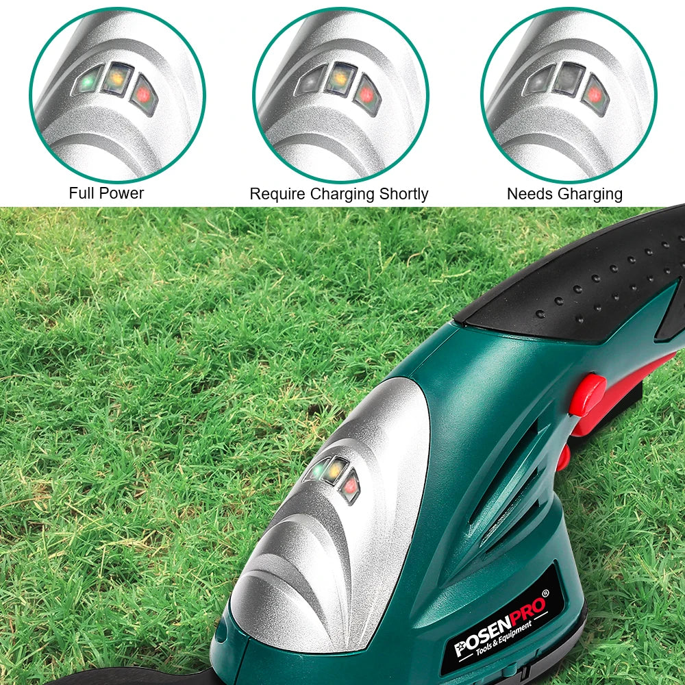 PosenPro Cordless 7.2V Pruning Shears And Hedge Trimmer Tool