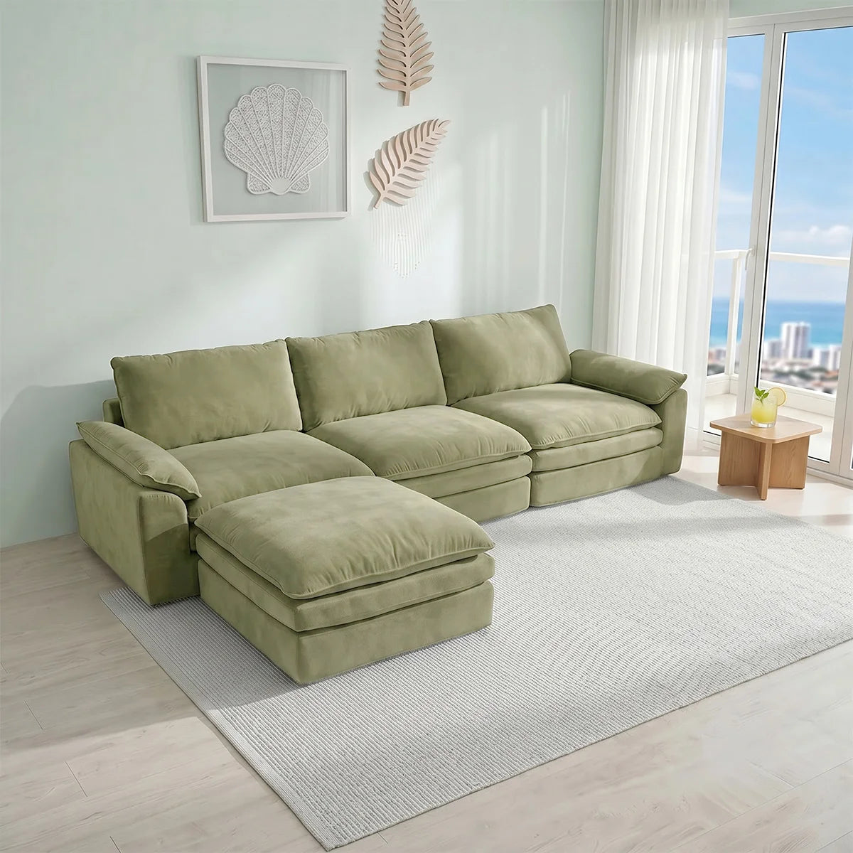 Deep Seat Modular Sofa With L Shaped Cloud Chaise Lounge