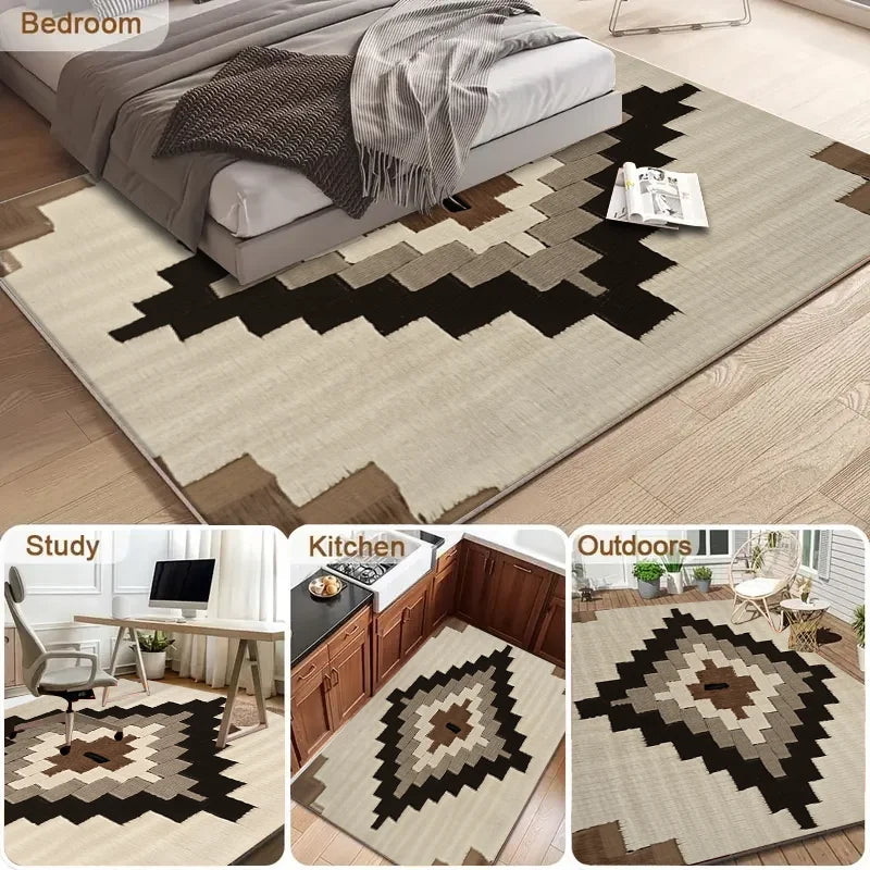 VIKAMA Moroccan Geometry Area Rug Geometric Living Room Mat