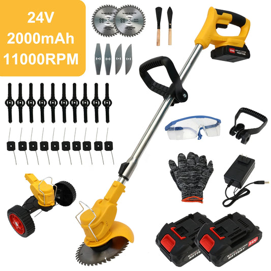 21V Cordless Grass Trimmer 3-In-1 With 2x2.0Ah Batteries Charger