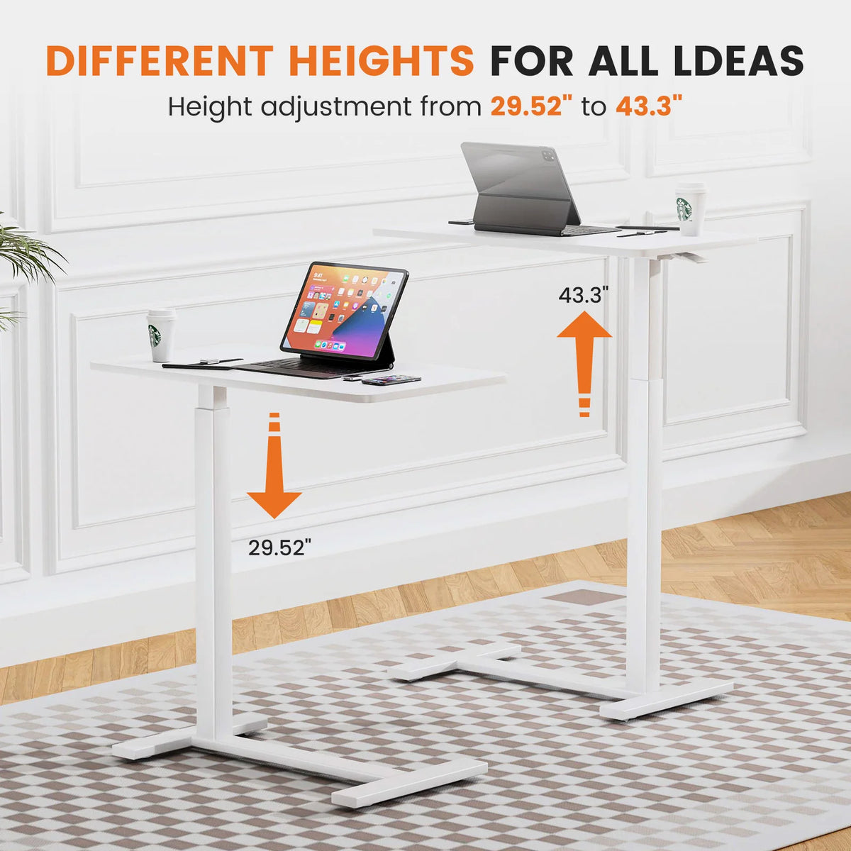 JHK Adjustable Overbed Table With Metal Frame For Bedroom