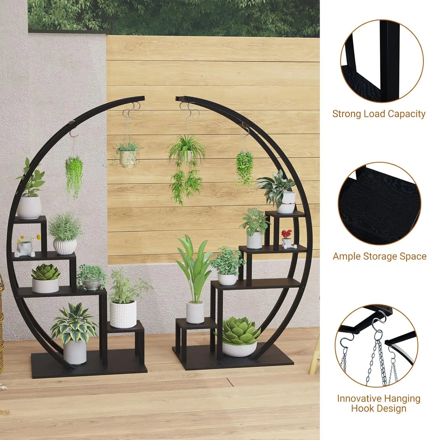 TWISTER.CK 5-Tier Half Moon Metal Plant Stand Indoor Garden Shelf
