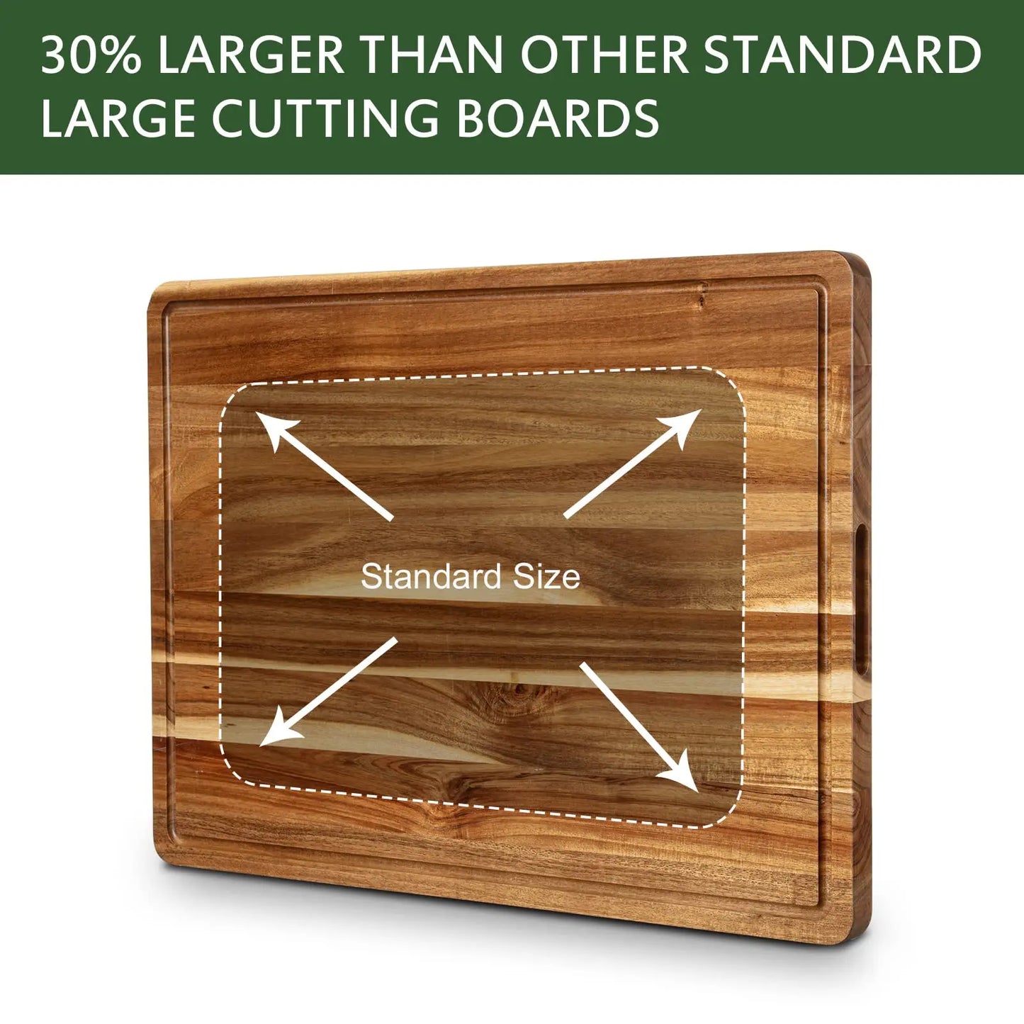 Acacia Wood Cutting Board With Handle And Juice Groove For Kitchen
