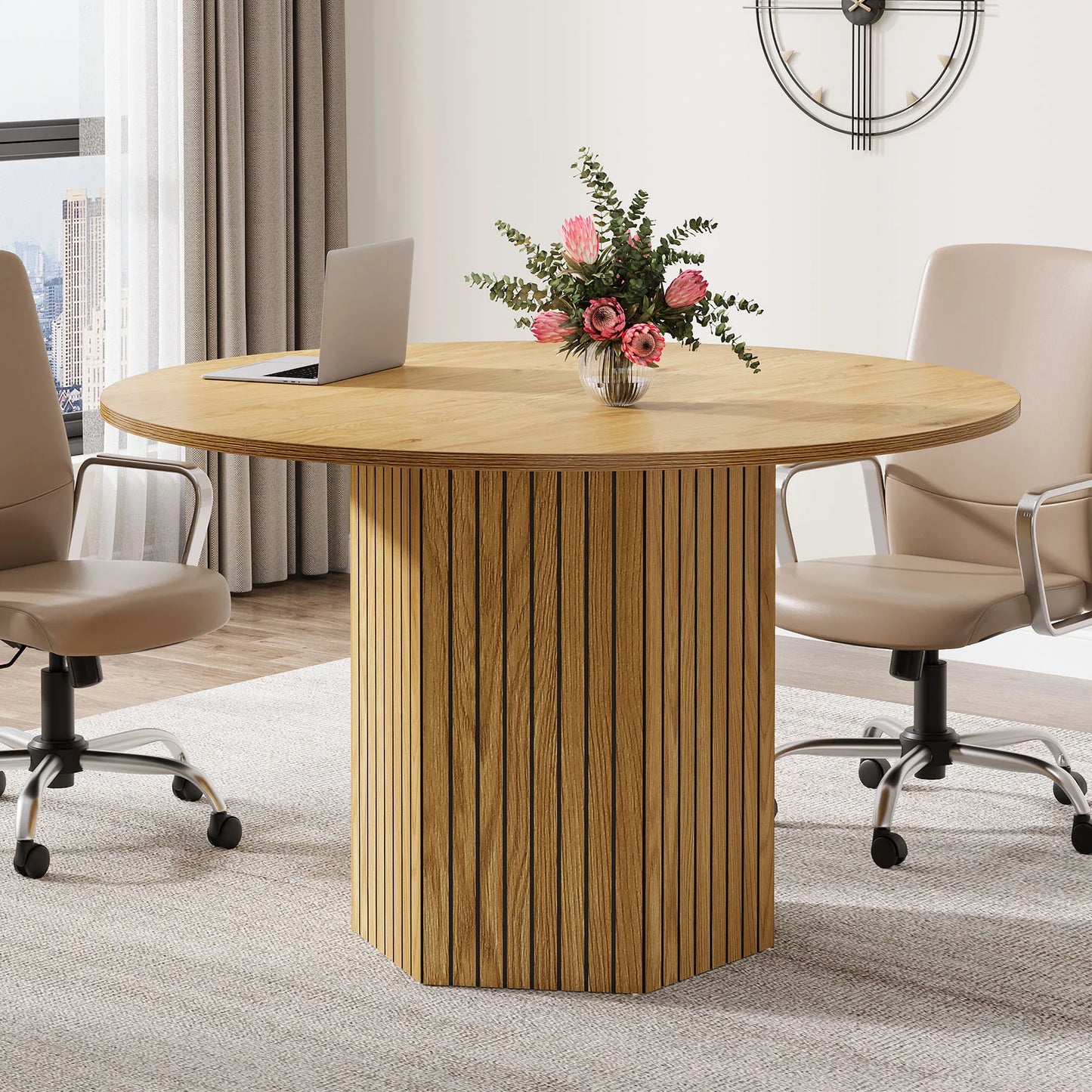 Tribesigns Round Conference Table For 4 To 6 People Office