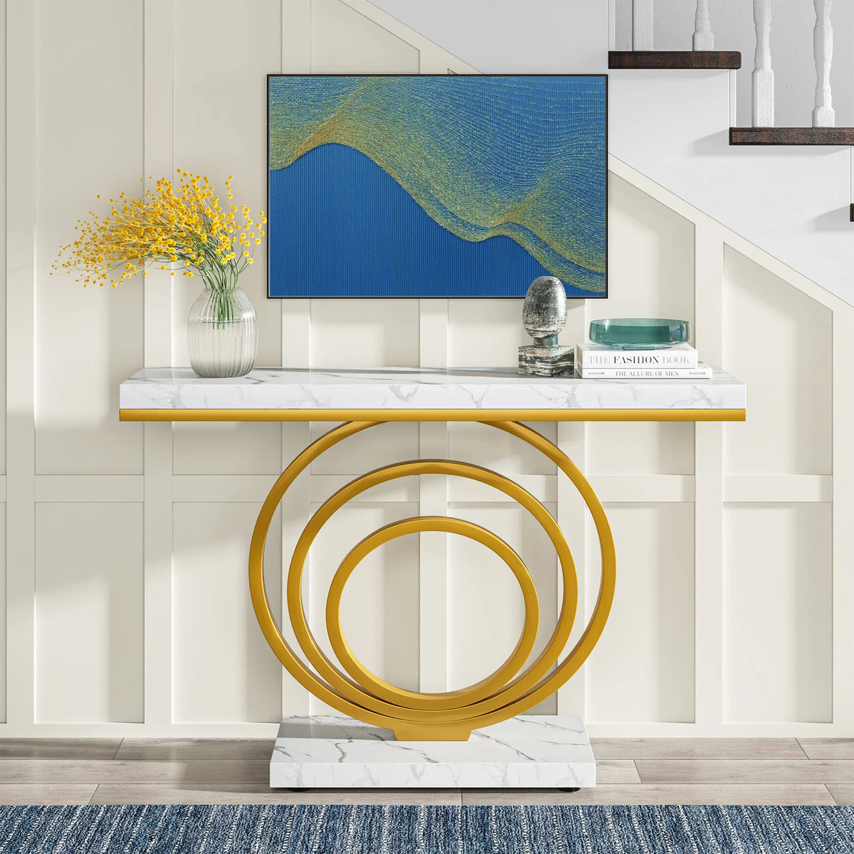 Tribesigns Modern Entryway Console Table With Decorative Ring Base