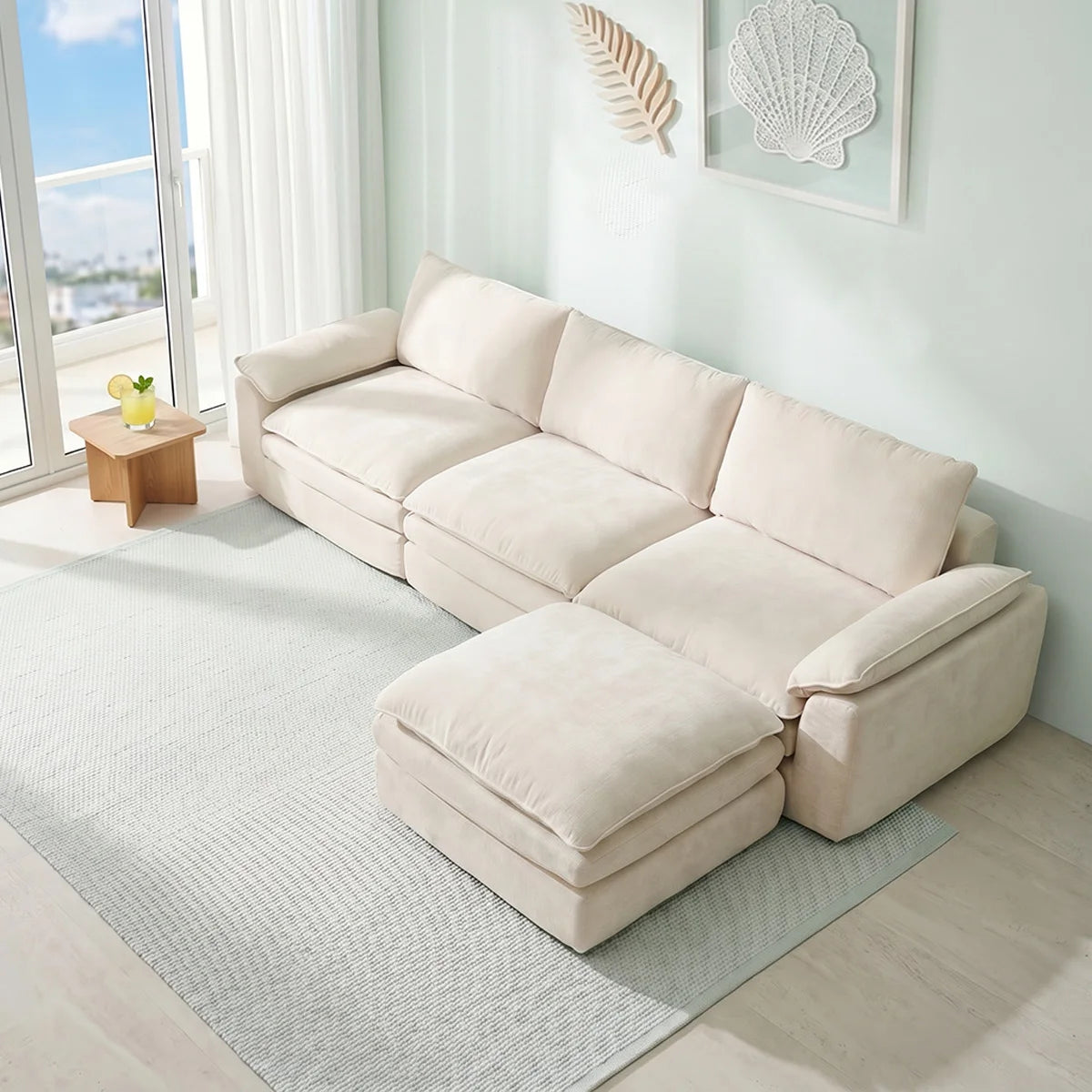 Deep Seat Modular Sofa With L Shaped Cloud Chaise Lounge