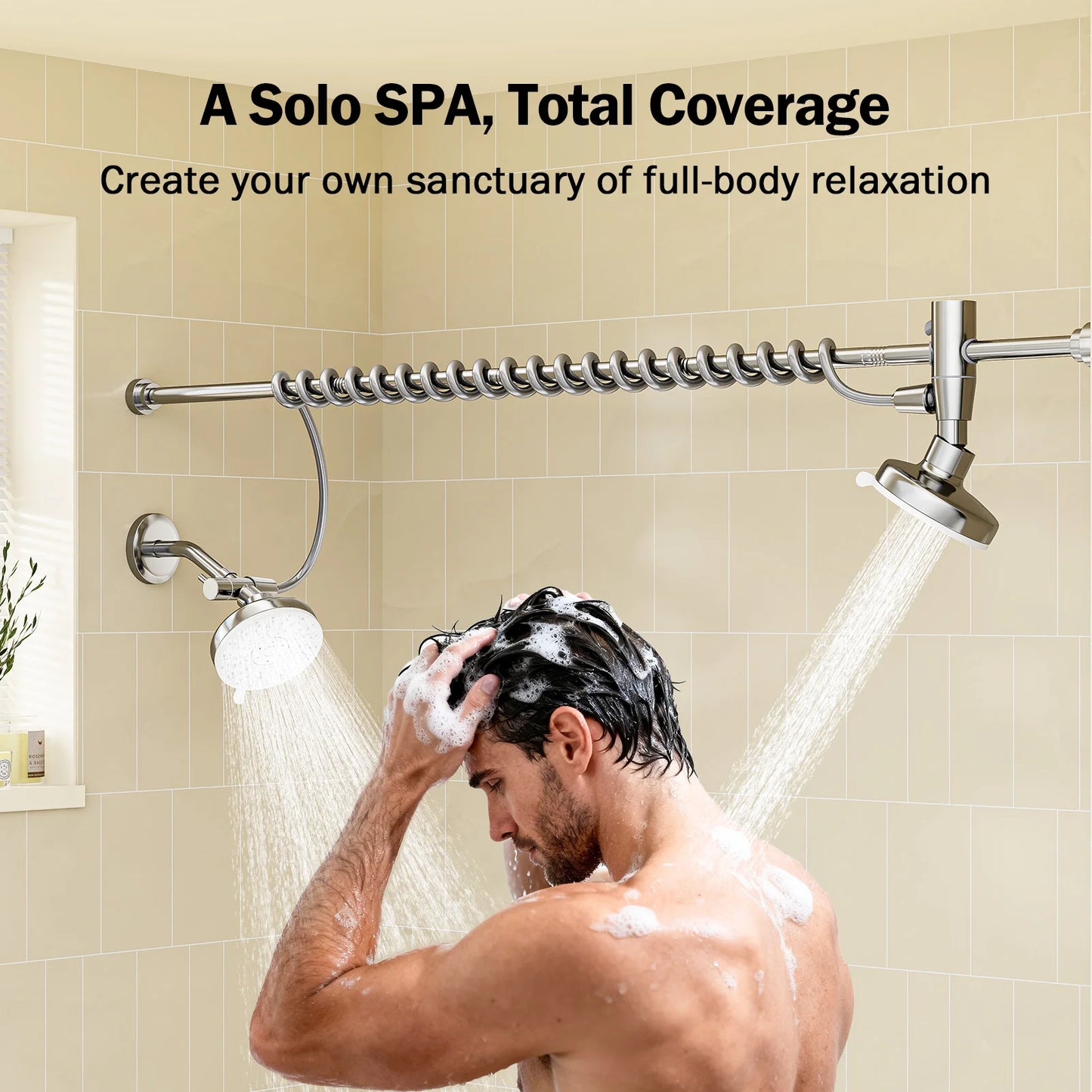 Tandem Dual Shower Head For Couples With High Pressure