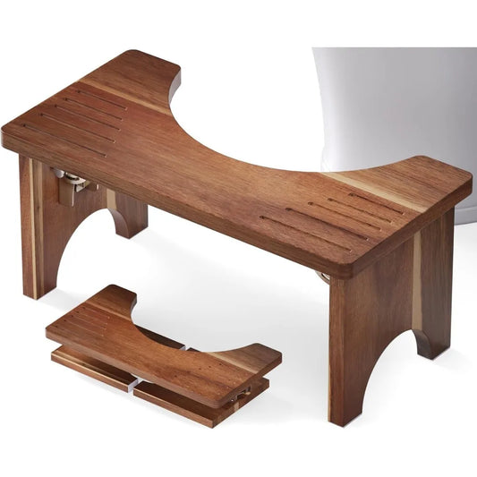 XIUWO Acacia Wood Foldable Squat Stool For Adults Non Slip