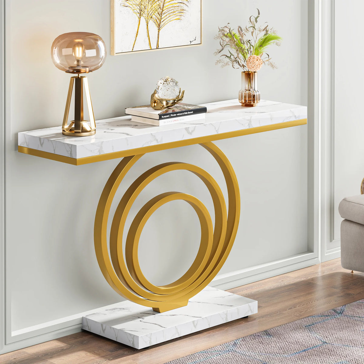 Tribesigns Modern Entryway Console Table With Decorative Ring Base