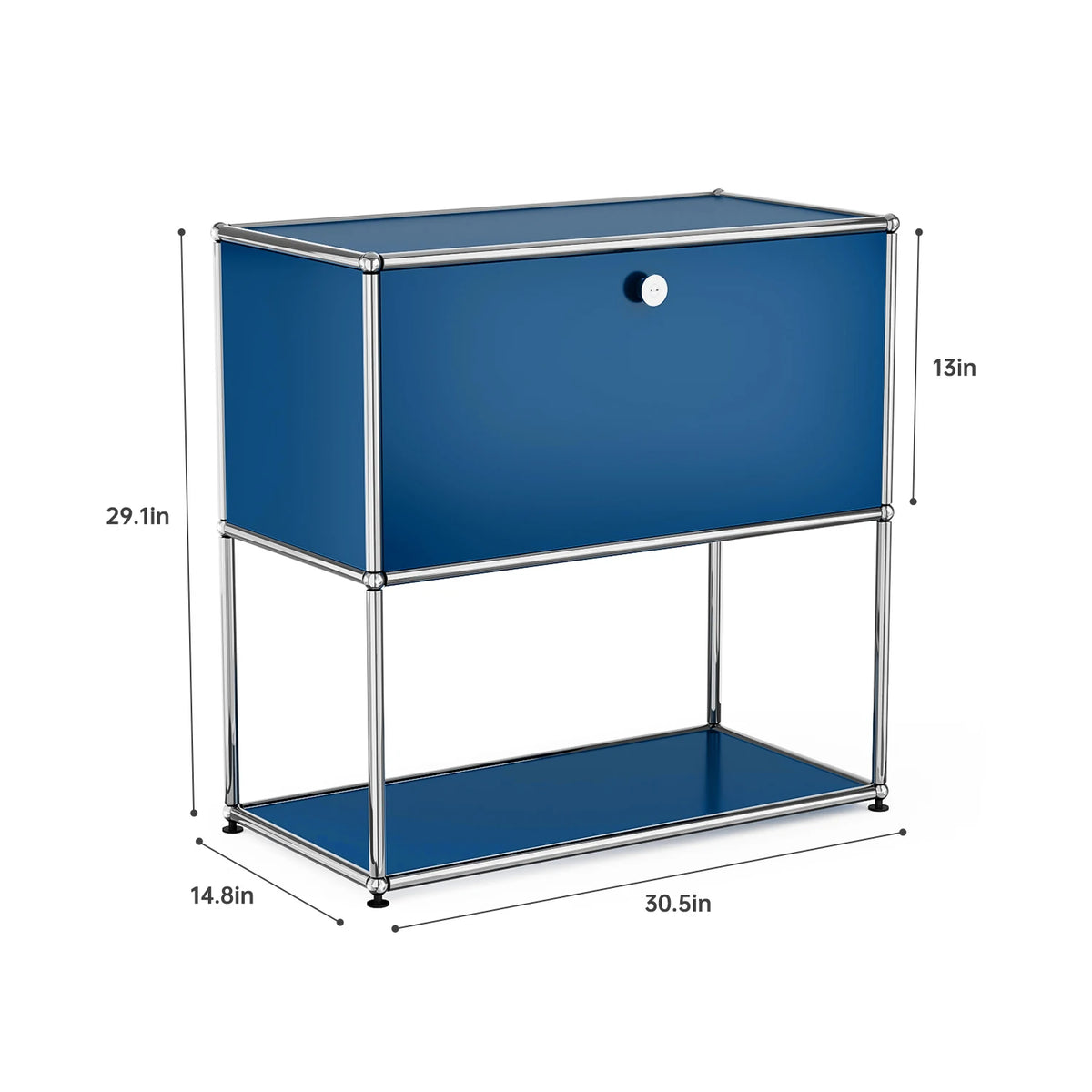 Modern Metal Nightstand With Two Tier Open Storage Bedside Cabinet