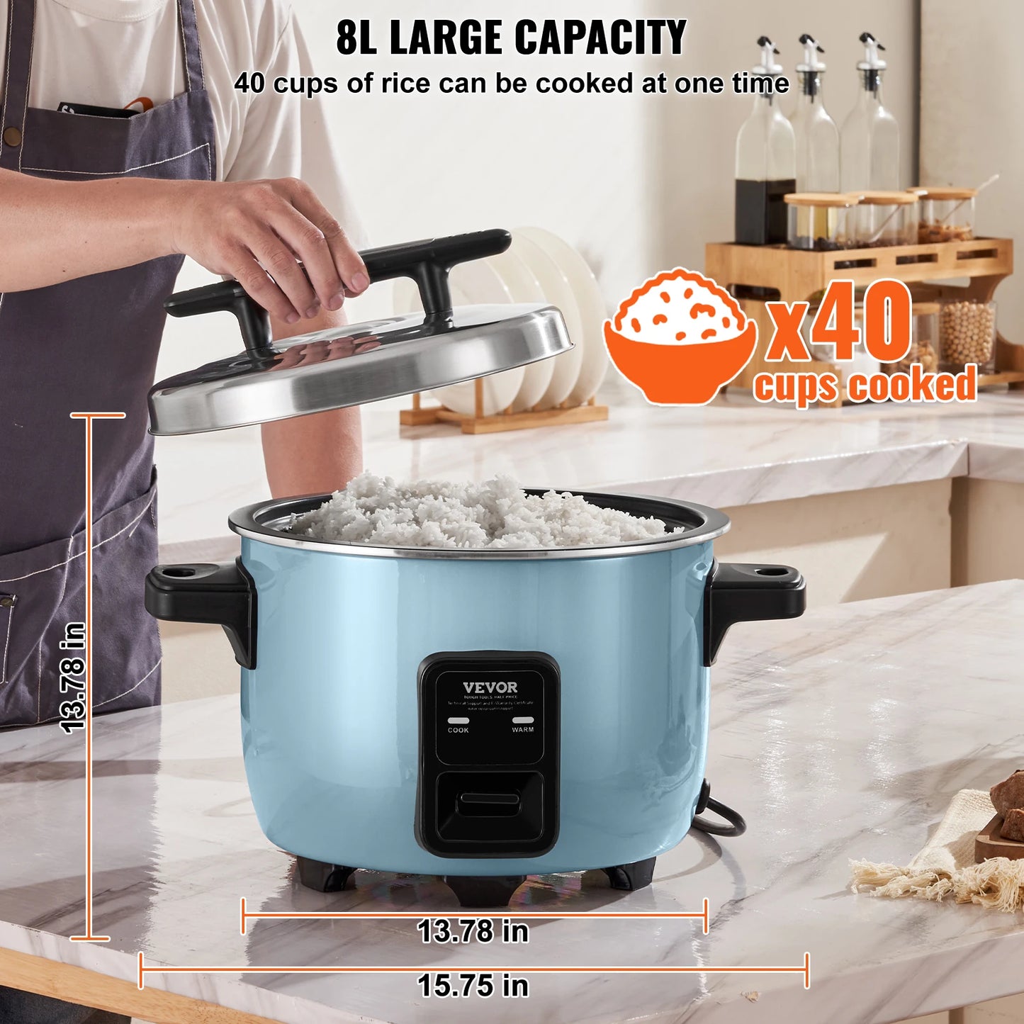 VEVOR Commercial Rice Cooker With Aluminum Nonstick Pot Keep Warm