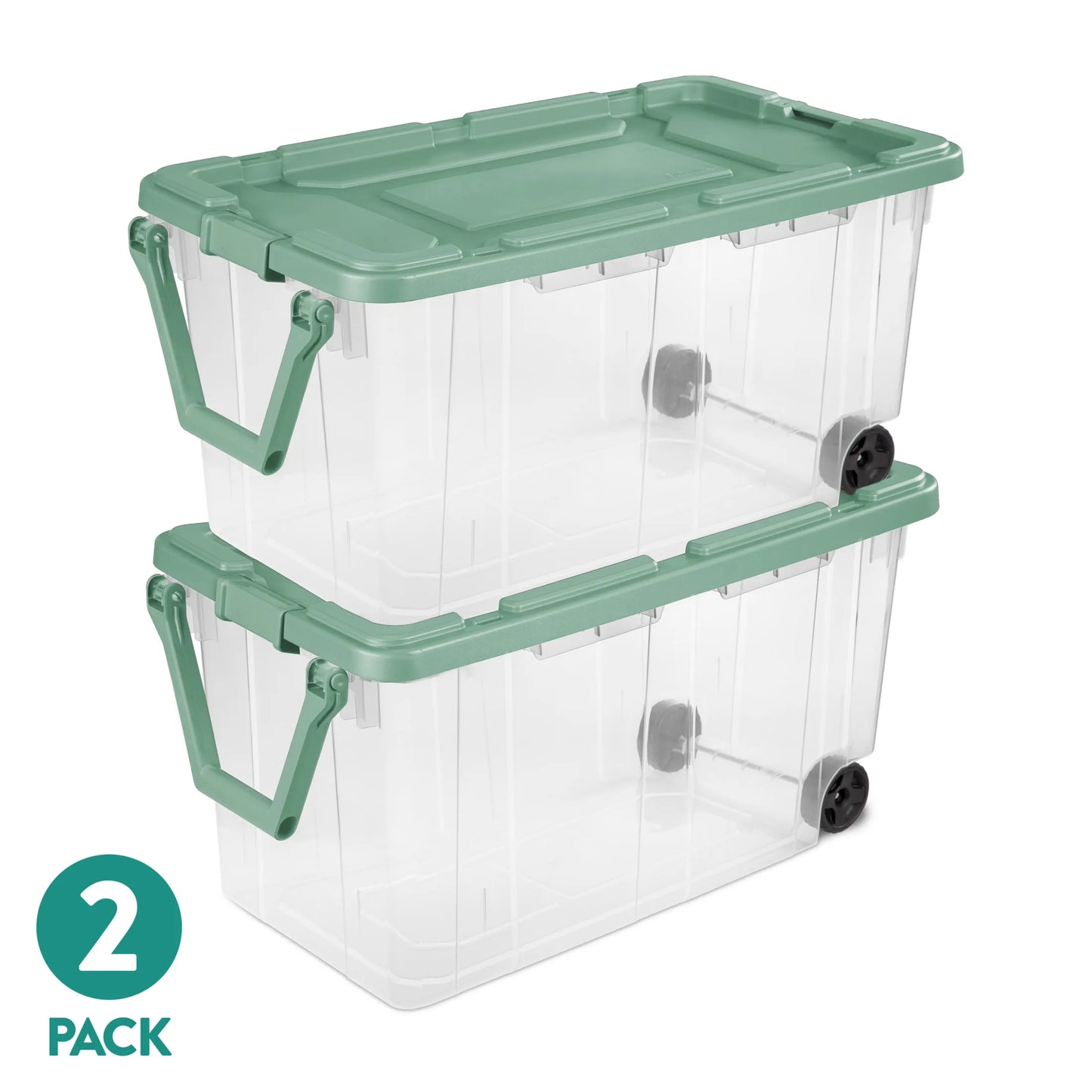 Rugged Wheeled Storage Bin With Latching Lid And Pull Handle