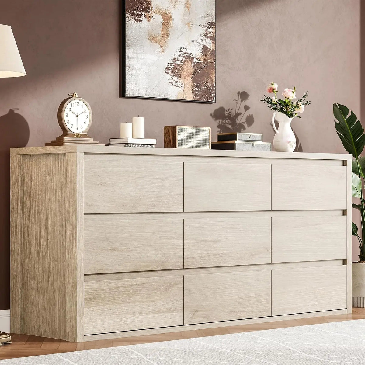 Acekool Modern Wood Nine Drawer Bedroom Storage Dresser