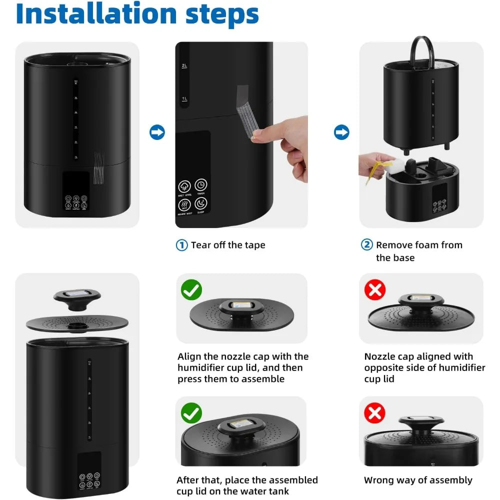 Ultra Quiet Hot Cool Mist Humidifier With 360 Nozzle